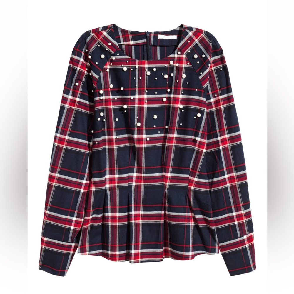 H&M new Tartan Blouse Sz S Perfect condition 🏴󠁧󠁢󠁳󠁣󠁴󠁿